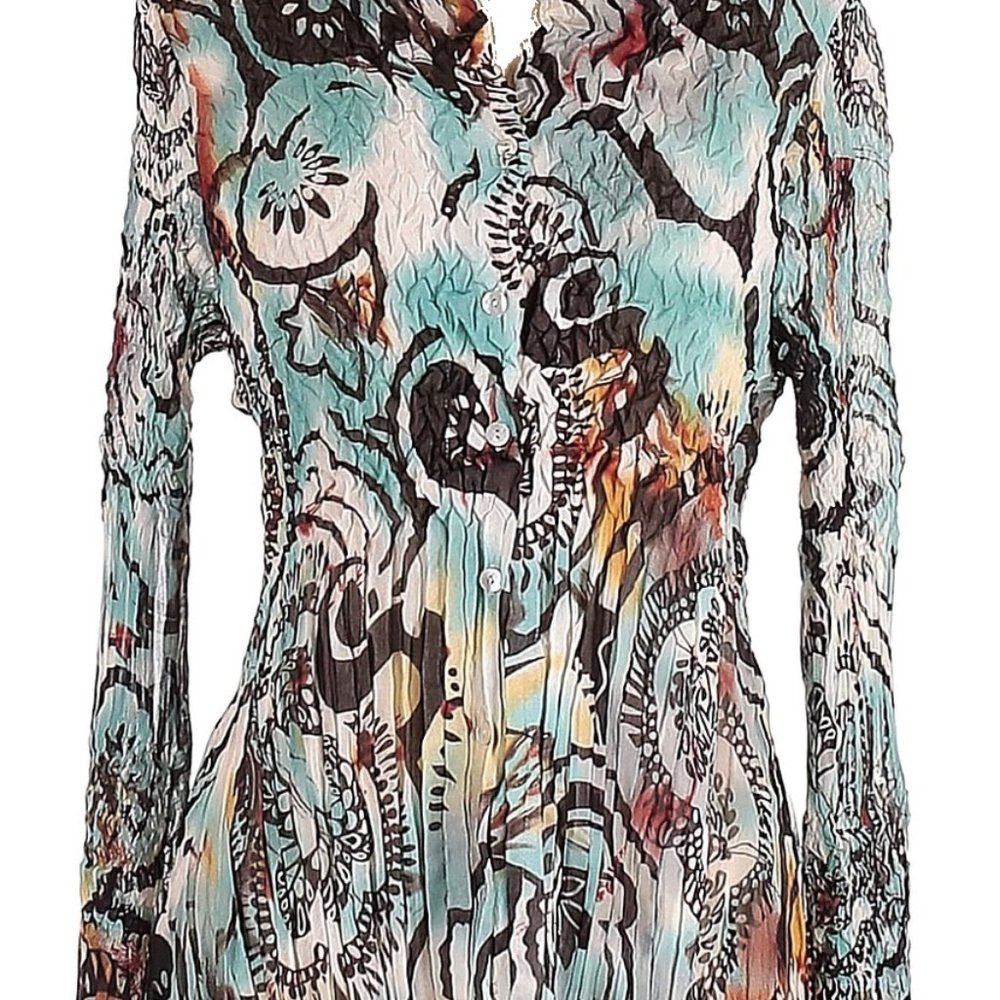 Alberto Makali Crinkle Pleated w/ Abstract Print
